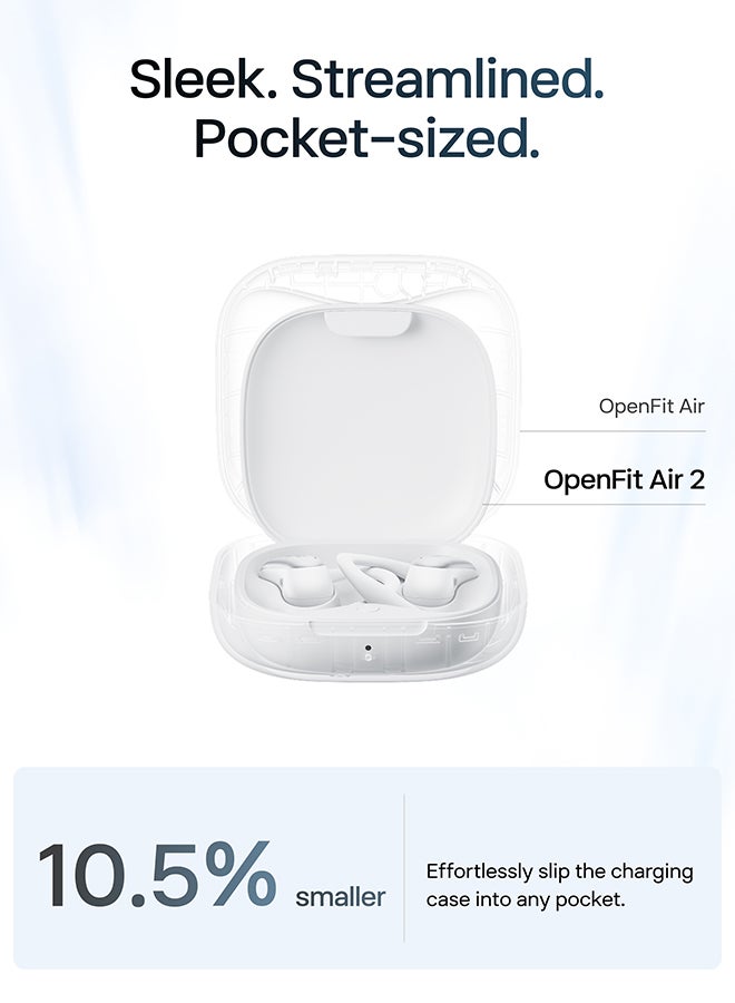 Shokz OpenFit Air 2 Open-Ear Headphones – Lightweight, Bluetooth 6.1, 36-Hour Playtime, Sweat & Water Resistant (IP55), Deep Bass, Workouts & Hiking white - Image 5