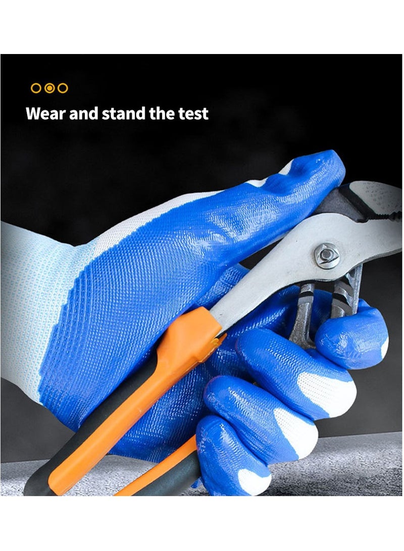 MileMelo 5-Pair Rubber Butyronitrile Wear Resistant And Scratch Resistant Gloves Blue/White - Image 5