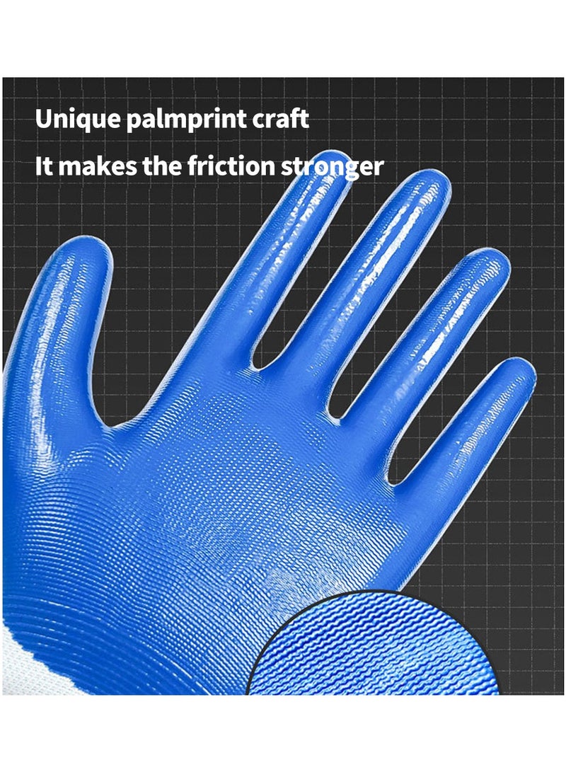 MileMelo 5-Pair Rubber Butyronitrile Wear Resistant And Scratch Resistant Gloves Blue/White - Image 4