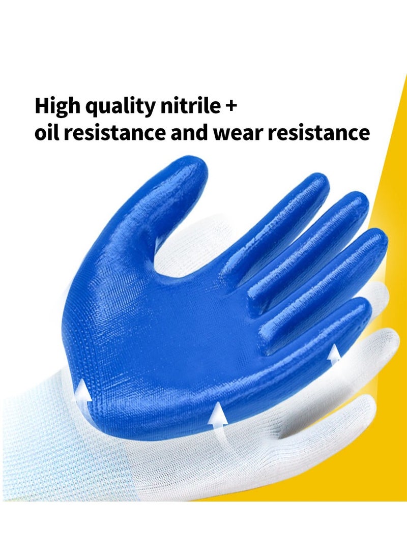 MileMelo 5-Pair Rubber Butyronitrile Wear Resistant And Scratch Resistant Gloves Blue/White - Image 3