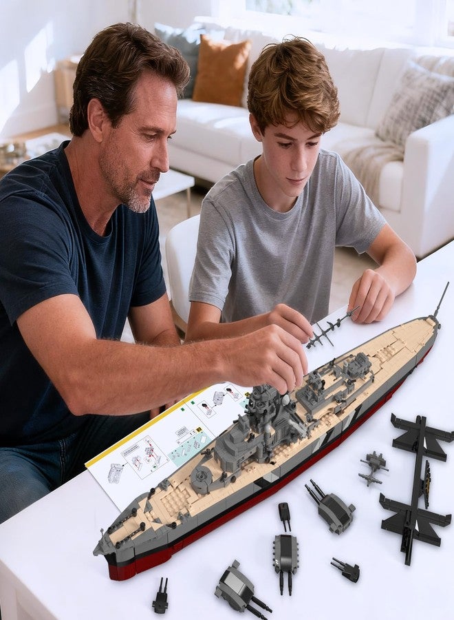 Brihappen German Bismarck Battleship Building Set for Adults, 2535 Pcs WWII Military Ship Building Blocks Kit, Collectible Warship Display Model for Teens 14+ and History Enthusiasts - Image 5