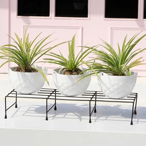 ORILEY Rectangular Plant Stand Galvanized Metal Flower Pot Holder Gamla Support Corner Rack Outdoor Display Single-Tier Shelf for Indoor Home Garden Balcony Decoration - (Pack of 2, Black) - Image 5