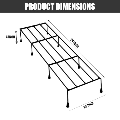ORILEY Rectangular Plant Stand Galvanized Metal Flower Pot Holder Gamla Support Corner Rack Outdoor Display Single-Tier Shelf for Indoor Home Garden Balcony Decoration - (Pack of 2, Black) - Image 2