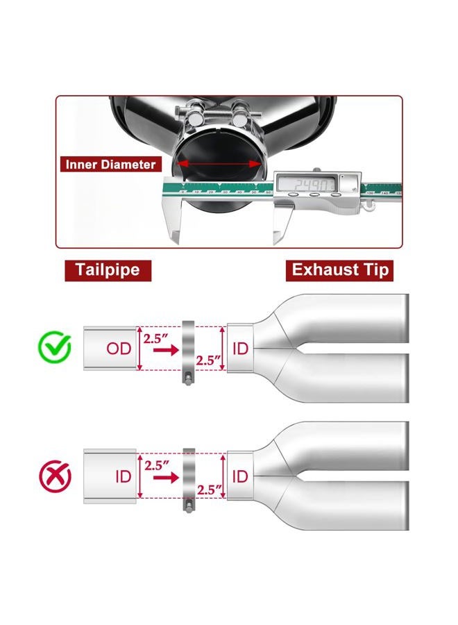 Upower باور حزمة من 2 طرف عادم من ألياف الكربون 2.5 بوصة مدخل 3.5 بوصة مخرج 9.8 بوصة - Image 3