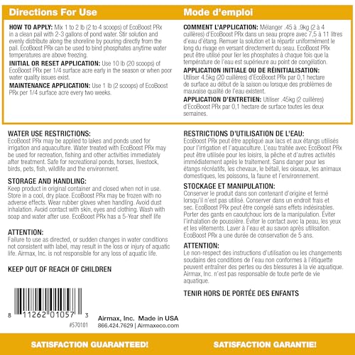 Airmax EcoBoost PRx Natural Pond Water Clariﬁer, Binds Excess Phosphates & Contaminants for Clear Water, Safe for Pets, Plants & Fish, Treats ¼ Acres, 4 Month Supply, 20 Scoops, 10 lb - Image 3