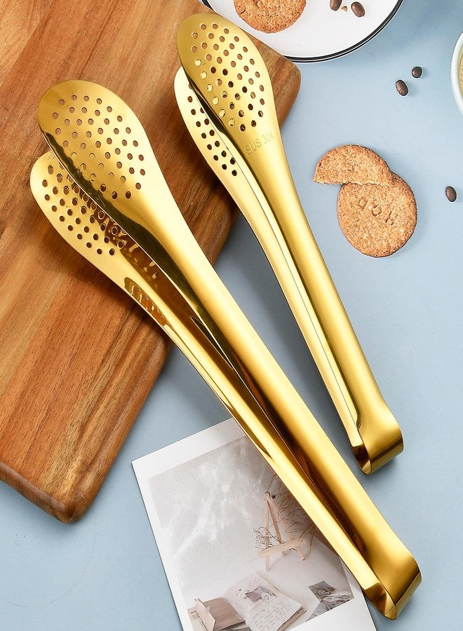 Elesunory ملقط تقديم ذهبي من إليسونوري، 8 قطع، مقاس 9 و12 بوصة، مصنوع من الفولاذ المقاوم للصدأ، مثالي لتقديم الطعام في الحفلات والمطابخ والمطاعم. - Image 4