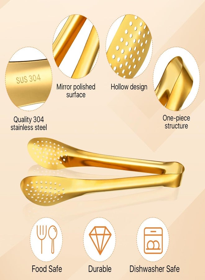 Elesunory ملقط تقديم ذهبي من إليسونوري، 8 قطع، مقاس 9 و12 بوصة، مصنوع من الفولاذ المقاوم للصدأ، مثالي لتقديم الطعام في الحفلات والمطابخ والمطاعم. - Image 3