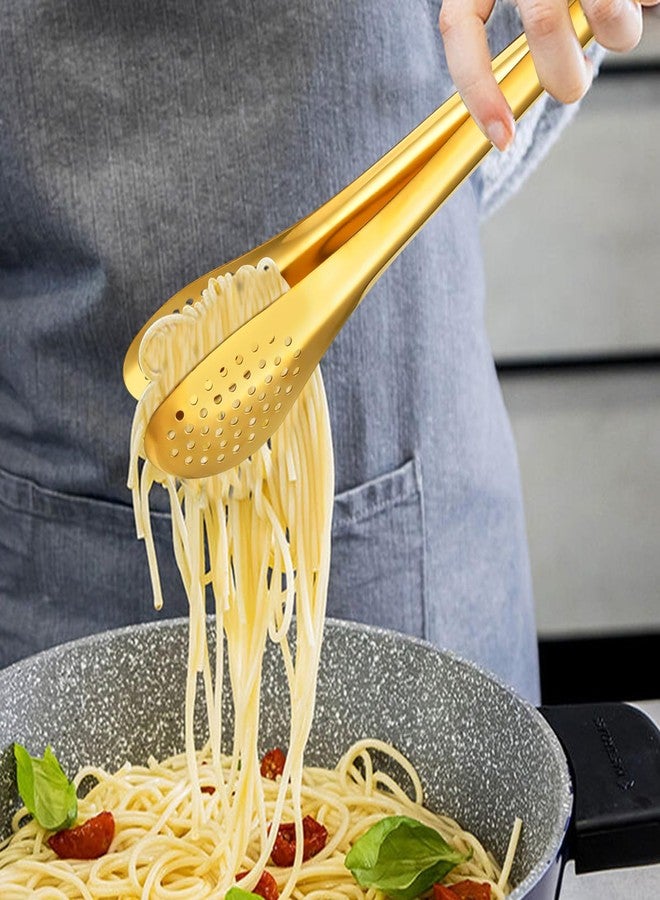 Elesunory ملقط تقديم ذهبي من إليسونوري، 8 قطع، مقاس 9 و12 بوصة، مصنوع من الفولاذ المقاوم للصدأ، مثالي لتقديم الطعام في الحفلات والمطابخ والمطاعم. - Image 5