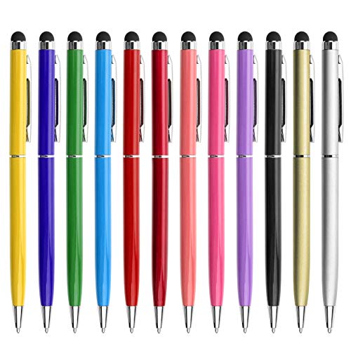 innhom 12 Pack Stylus Pens for Touch Screens Stylus Pen for ipad Compatible with iPad iPhone Tablets Samsung Kindle and Black Ink Ballpoint Pens-2 in 1 Stylists Pens - Image 1
