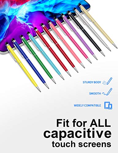 innhom 12 Pack Stylus Pens for Touch Screens Stylus Pen for ipad Compatible with iPad iPhone Tablets Samsung Kindle and Black Ink Ballpoint Pens-2 in 1 Stylists Pens - Image 2
