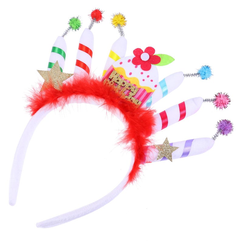Birthday Party Headband With Cake Candle Photo Prop For Women Celebration - Image 2