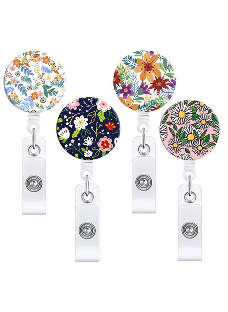 إسكدنيا 4 قطعة من حاملات الشارة القابلة للتقليل بشكل الزهور مع المشبك لموظفي المكاتب - Image 1