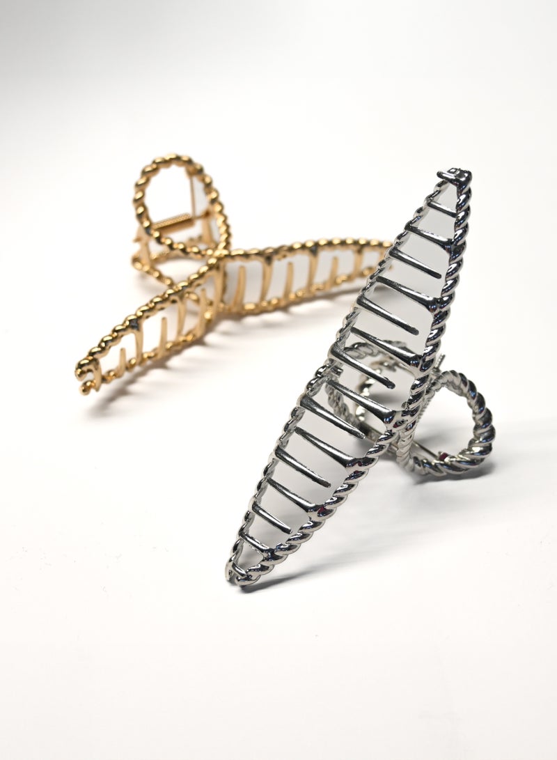ZAAS Metal Hair Claw Clips, Gold and Silver Hair Clips, Premium Matte Claw Clip, Non-slip Metal Hair Claw Clip, Suitable for Women Thinner and Girls with Any Hairstyles- Pack of 2  - Image 2
