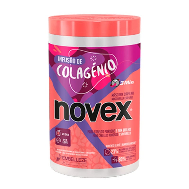 NOVEX قناع شعر نوفكس بتركيبة الكولاجين لشعر أقوى وأكثر كثافة ولمعان، 400غ/14.1 أونصة - قناع ترطيب الشعر بمكونات طبيعية، نباتي، غير مختبر على الحيوانات - Image 1