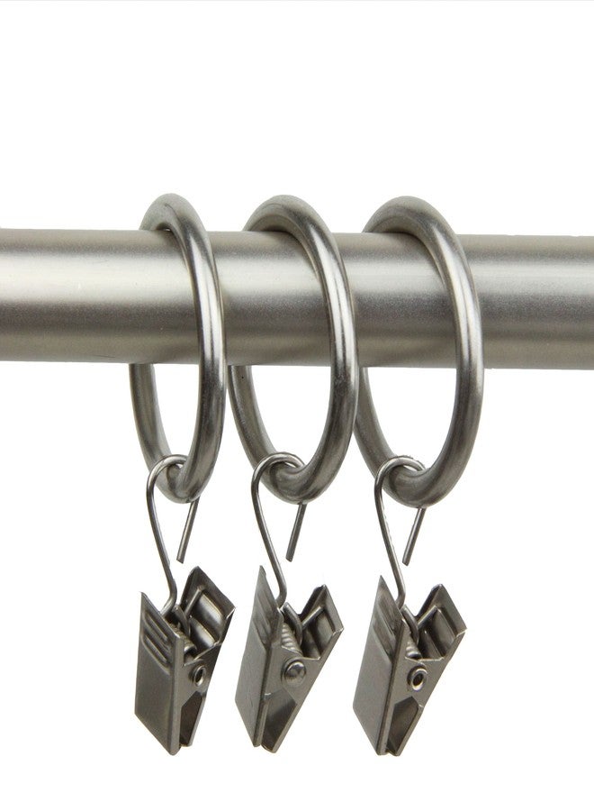 Rod Desyne 10 Count 1-Inch Curtain Rings with Clip for Windows, Satin Nickel - Image 1