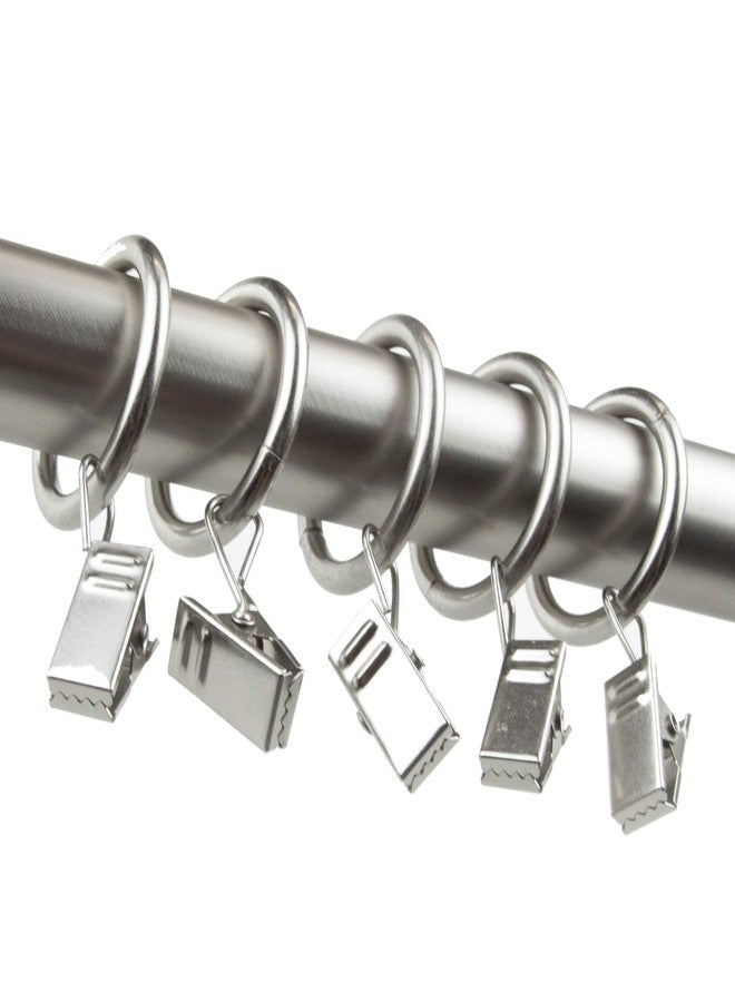 Rod Desyne 10 Count 1-Inch Curtain Rings with Clip for Windows, Satin Nickel - Image 3