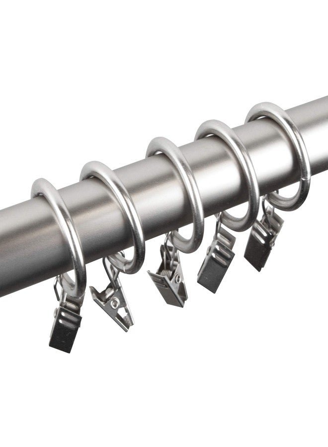 Rod Desyne 10 Count 1-Inch Curtain Rings with Clip for Windows, Satin Nickel - Image 2