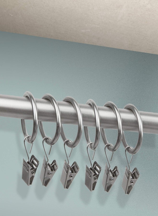 Rod Desyne 10 Count 1-Inch Curtain Rings with Clip for Windows, Satin Nickel - Image 4