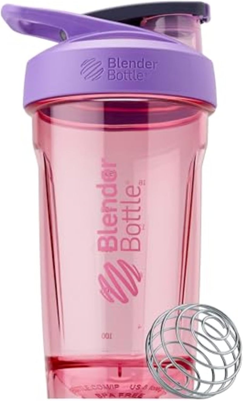 BlenderBottle Strada Shaker Cup, Wire Mixball For Protein Shakes and Pre Workout, 710ml, Purple - Image 1