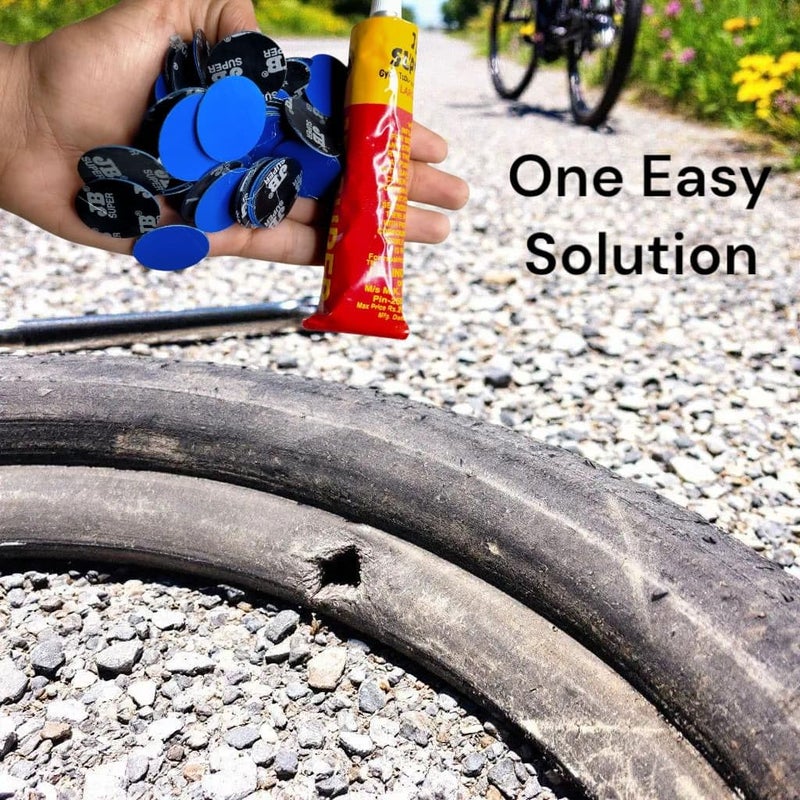 CYIDER Cycle Puncture Repair Kit – 50 Round Patches (2.5cm) with 50ml Solution Tube | Bike Tire Tube Puncture Patch Kit for Bicycles, Rickshaws & Two-Wheelers - Image 2