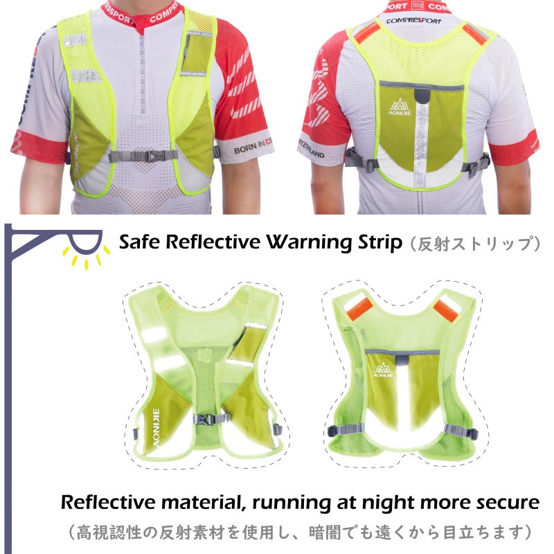 TRIWONDER Reflective Running Vest for Men Women Runners Hydration Pack Water Backpack for Marathon Race Cycling Hiking Festival Raves (Grey - with 2 Water Bottles) - Image 5