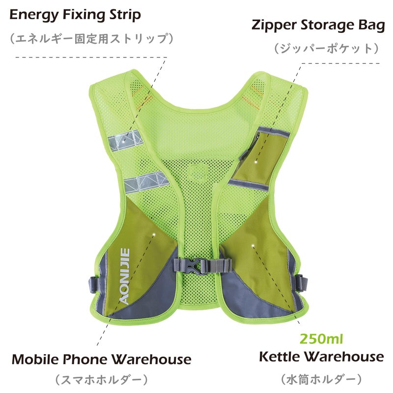 TRIWONDER Reflective Running Vest for Men Women Runners Hydration Pack Water Backpack for Marathon Race Cycling Hiking Festival Raves (Grey - with 2 Water Bottles) - Image 3