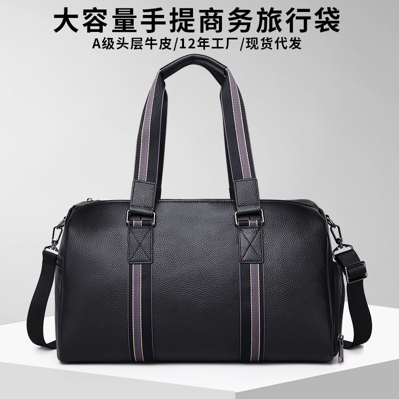 High-End Business Casual Soft Leather Luggage Bag Large Capacity Outdoor Travel Bag Single Shoulder Genuine Leather Men'S Travel Bag - Image 2