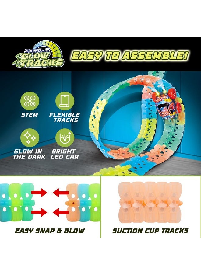 USA Toyz Zero-G Glow Race Track For Kids- 105Pcs Glow In The Dark Flexible Race Car Track Set With Suction Cups, Slot Car, 2 Graffiti Toy Cars Shells, Stem Toy Led Car Tracks For Boys And Girls Age 3+  - Image 3