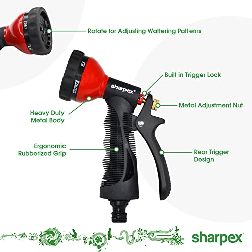 Sharpex High Pressure Water Gun Nozzle Spray for Garden Hose, Lawn, Car Washing, Bike Washer, Pets Cleaning Sprinkler Water Gun - Heavy Duty Multi Adjustable Sprayer Nozzle for Pipe (Red), Plastic - Image 5
