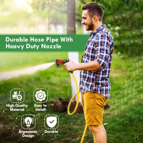 Sharpex High Pressure Water Gun Nozzle Spray for Garden Hose, Lawn, Car Washing, Bike Washer, Pets Cleaning Sprinkler Water Gun - Heavy Duty Multi Adjustable Sprayer Nozzle for Pipe (Red), Plastic - Image 2