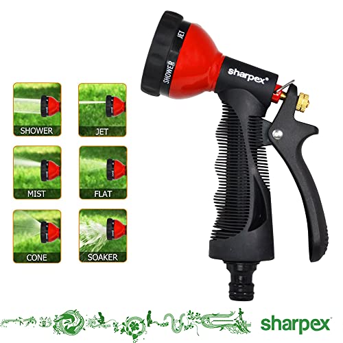 Sharpex High Pressure Water Gun Nozzle Spray for Garden Hose, Lawn, Car Washing, Bike Washer, Pets Cleaning Sprinkler Water Gun - Heavy Duty Multi Adjustable Sprayer Nozzle for Pipe (Red), Plastic - Image 4