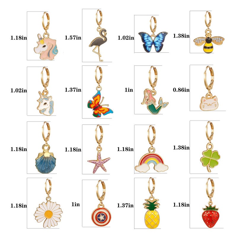 AIDSOTOU Girls Hypoallergenic Huggie Hoop Earrings with Charm Small Dangle Hoop Earrings Set for Teen Girls (16 Pairs) - Image 4