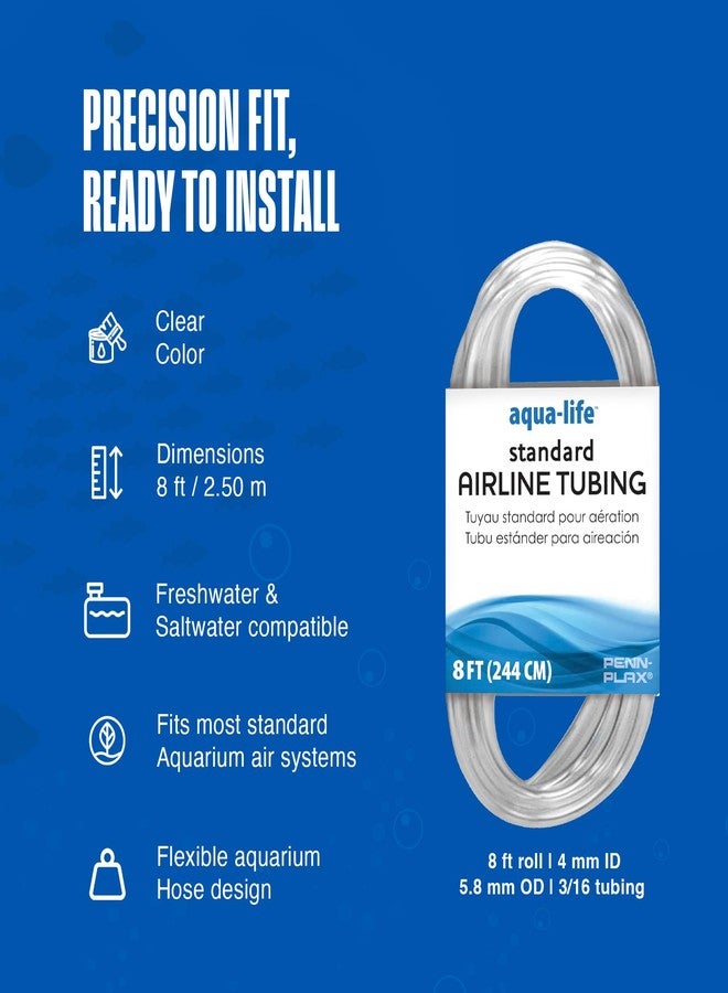 بين بلاكس خرطوم هواء Penn-Plax Aqua-Life القياسي - خرطوم هواء مرن 3/16 بوصة لمضخات أحواض السمك، وخط تهوية لأحواض الأسماك، وأحجار التهوية، والفلاتر - آمن للاستخدام في المياه العذبة والمالحة - طوله 8 أقدام، شفاف - Image 4