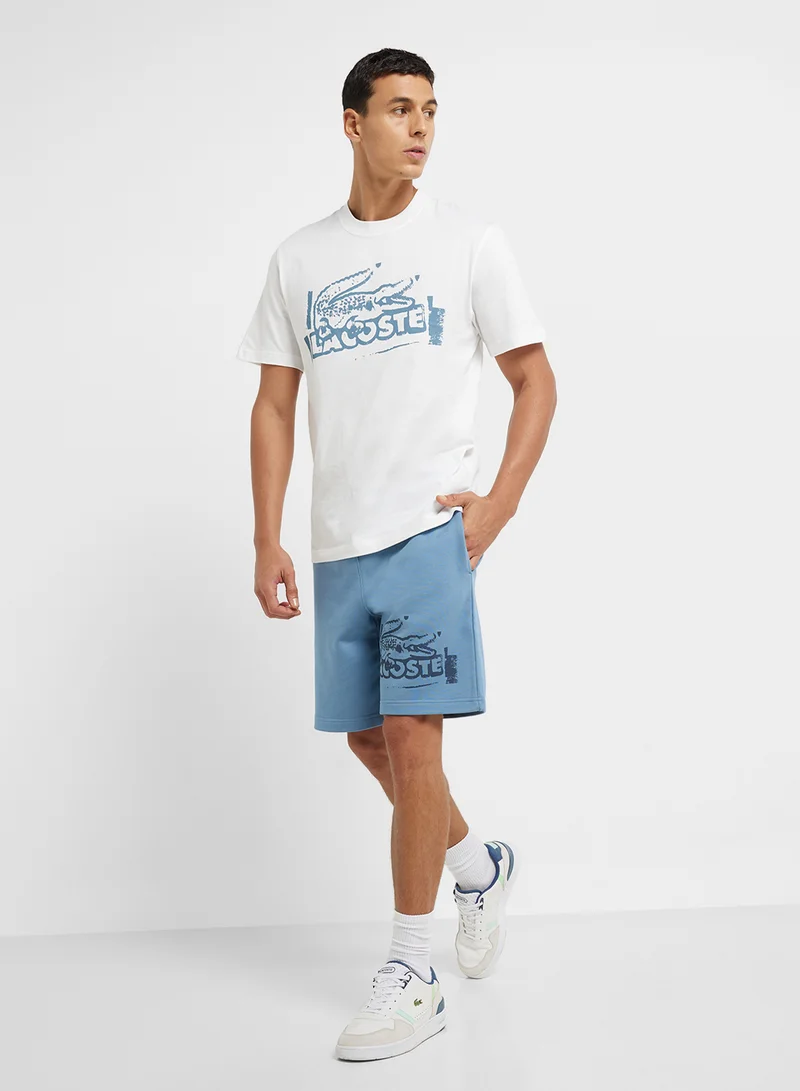 LACOSTE Logo Graphic Crew Neck Short Sleeve T-Shirt