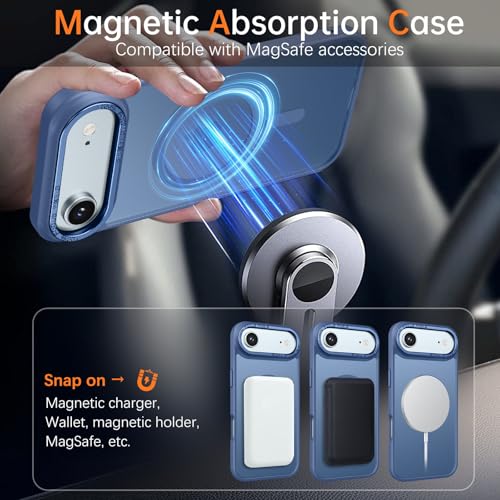 YINLAI for iPhone Air Case 6.5-inch,Magnetic Compatible with MagSafe, Slim Matte Anti-Fingerprint, Shockproof Full Body Military Grade Protection for iPhone Air Cover, Blue - Image 3