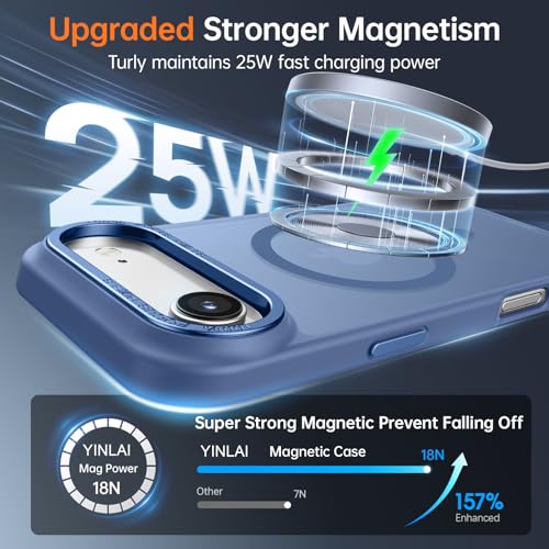 YINLAI for iPhone Air Case 6.5-inch,Magnetic Compatible with MagSafe, Slim Matte Anti-Fingerprint, Shockproof Full Body Military Grade Protection for iPhone Air Cover, Blue - Image 2