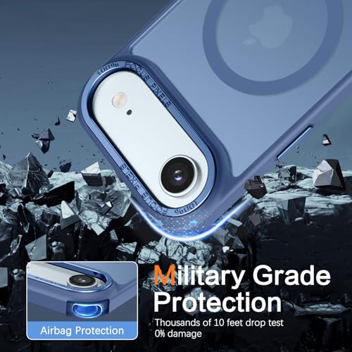 YINLAI for iPhone Air Case 6.5-inch,Magnetic Compatible with MagSafe, Slim Matte Anti-Fingerprint, Shockproof Full Body Military Grade Protection for iPhone Air Cover, Blue - Image 4