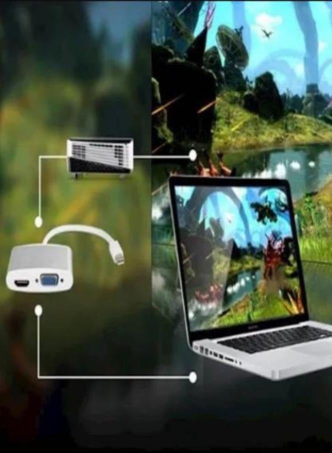 USB C to HDMI VGA Adapter, 2 in 1 USB Type C to VGA HDMI Splitter Converter Adapter for MacBook, Lenovo, Dell, Huawei, Xiaomi, HP computers - Image 4