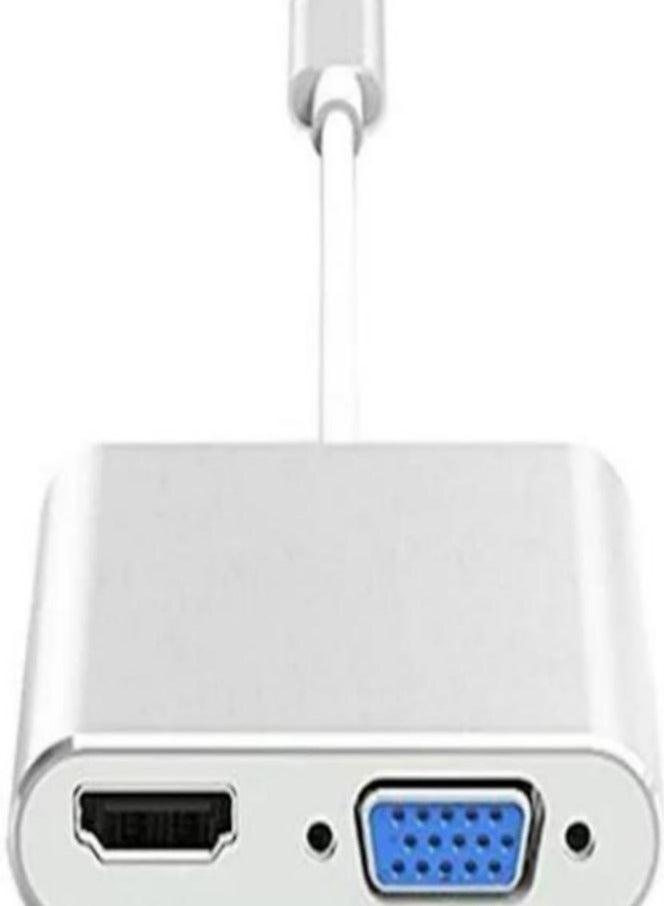 USB C to HDMI VGA Adapter, 2 in 1 USB Type C to VGA HDMI Splitter Converter Adapter for MacBook, Lenovo, Dell, Huawei, Xiaomi, HP computers - Image 2