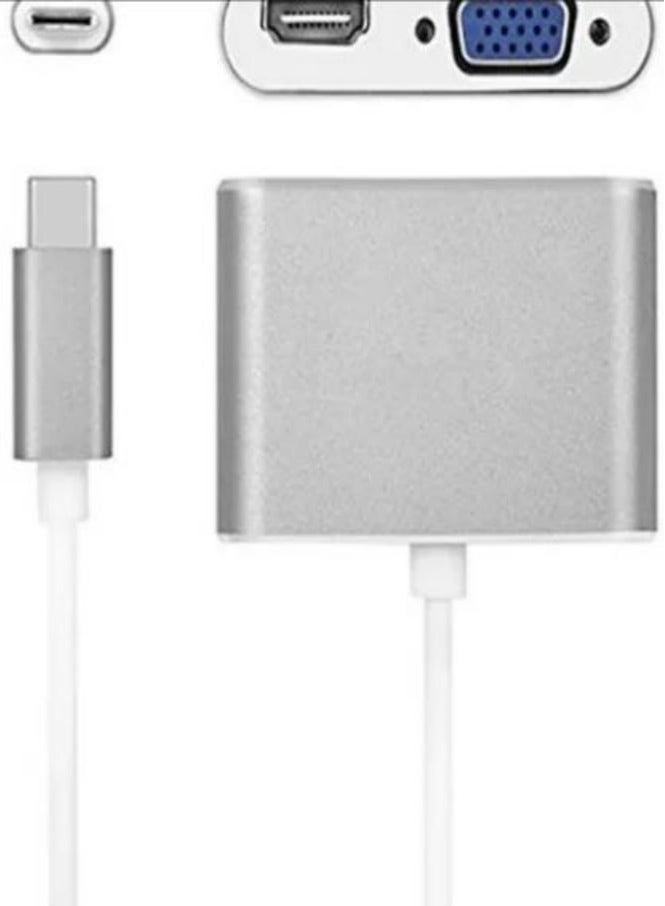 USB C to HDMI VGA Adapter, 2 in 1 USB Type C to VGA HDMI Splitter Converter Adapter for MacBook, Lenovo, Dell, Huawei, Xiaomi, HP computers - Image 1