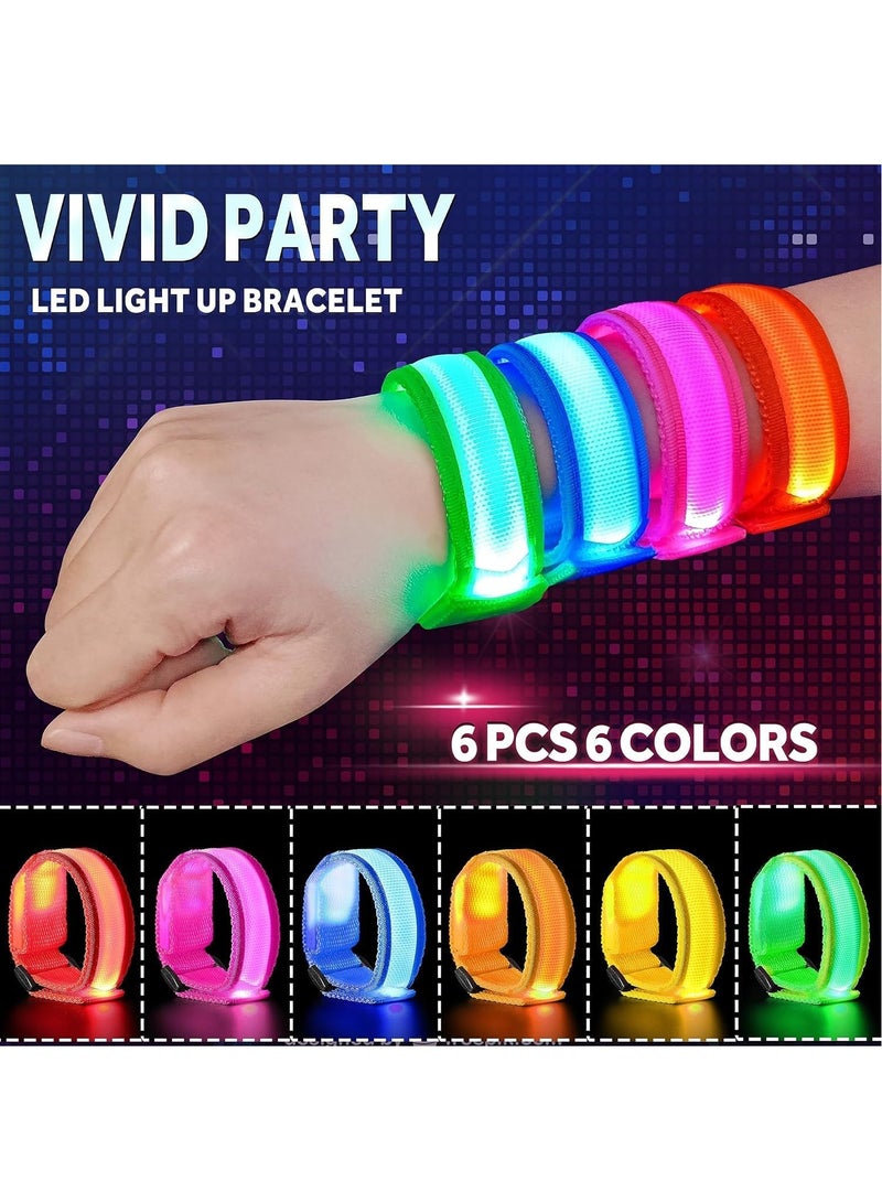 RATSAW 6 PCS LED Light Up Bracelets for Kids Adults LED Glow Flashing Arm Wrist Bands Glow in The Dark Party Supplies for Night Events Safety Party Favors Concerts Rave Sports  - Image 4