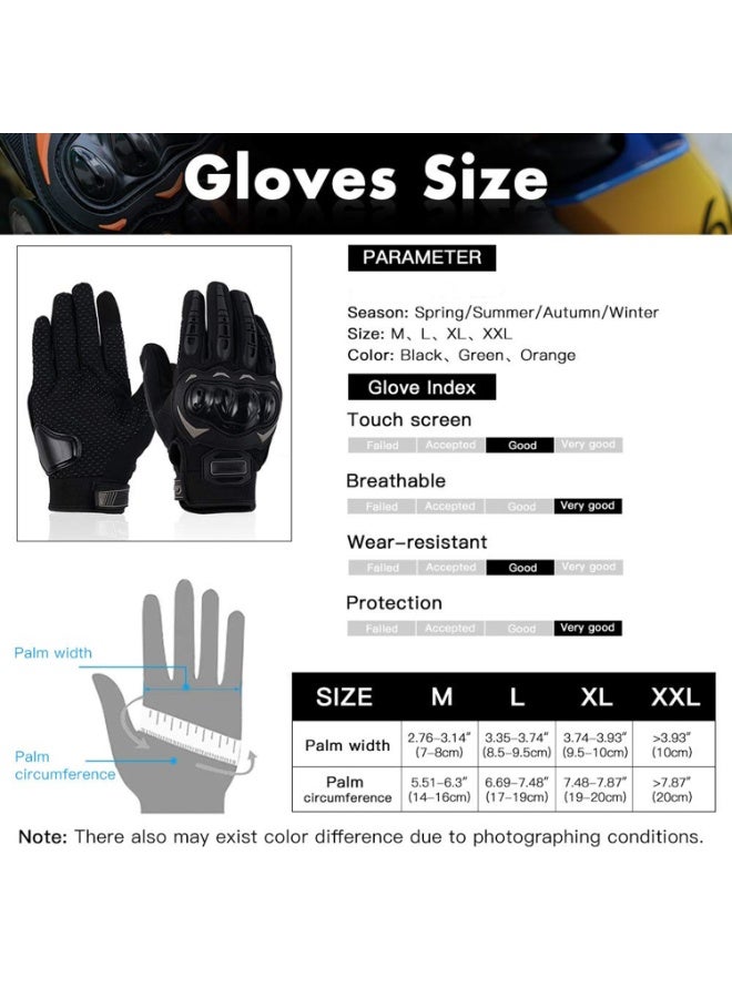 Touchscreen Motorcycle Full Finger Gloves For Men Women Hard Knuckle Motorbike Gloves for BMX ATV MTB Riding/Road Racing/Cycling/Bike/Climbing/Motocross etc/Hiking/Outdoor Sports (L) - Image 2