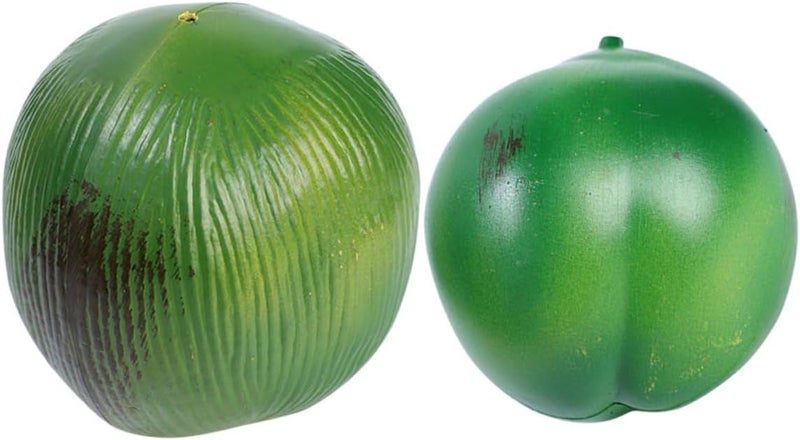 2pcs Artificial Simulated Coconuts Decoration Set Plastic Tropical Party Props Faux Fruit Models Photography and Home Display Accessories - Image 1