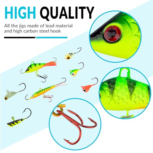 THKFISH Ice Fishing Jigs Kit Ice Fishing Lures for Walleye Perch Jigs Heads for Ice Fishing Gear Tackle Panfish Crappie Jigs 31Pcs - Image 4