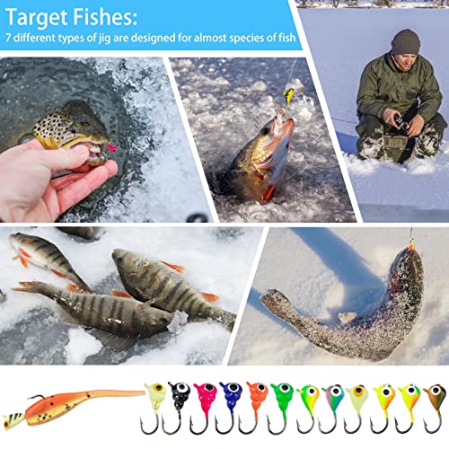 THKFISH Ice Fishing Jigs Kit Ice Fishing Lures for Walleye Perch Jigs Heads for Ice Fishing Gear Tackle Panfish Crappie Jigs 31Pcs - Image 2
