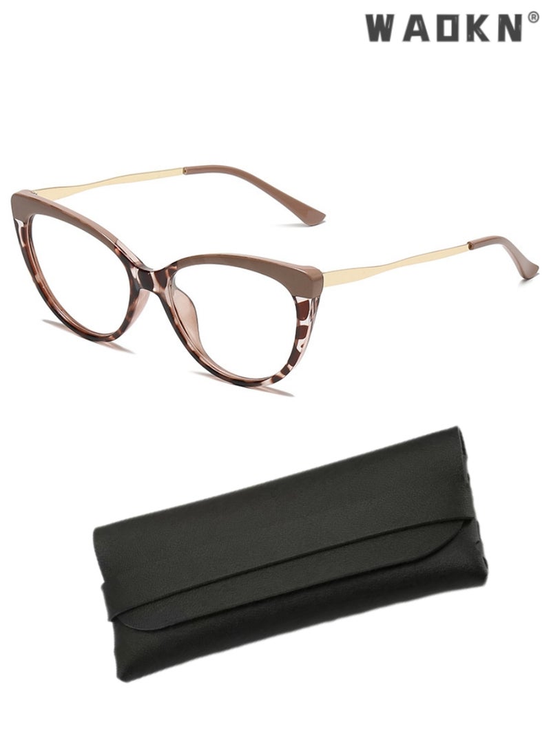 WAOKN Women's Blue Light Blocking Glasses Blue Light Filter Computer Reading Gaming TV Phones Glasses Fashion Cat Eye Eyewear with Water Ripple Frame Anti Eyestrain Headache  - Image 1