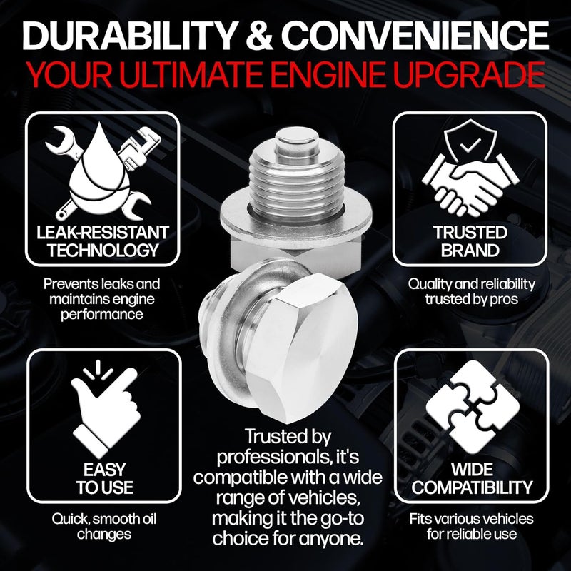 VOTEX DP015 Stainless Steel Engine Oil Drain Plug with Neodymium Magnet (M14 X 1.25 X 14MM) - Image 3