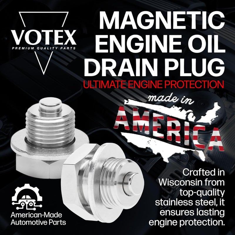 VOTEX DP015 Stainless Steel Engine Oil Drain Plug with Neodymium Magnet (M14 X 1.25 X 14MM) - Image 2