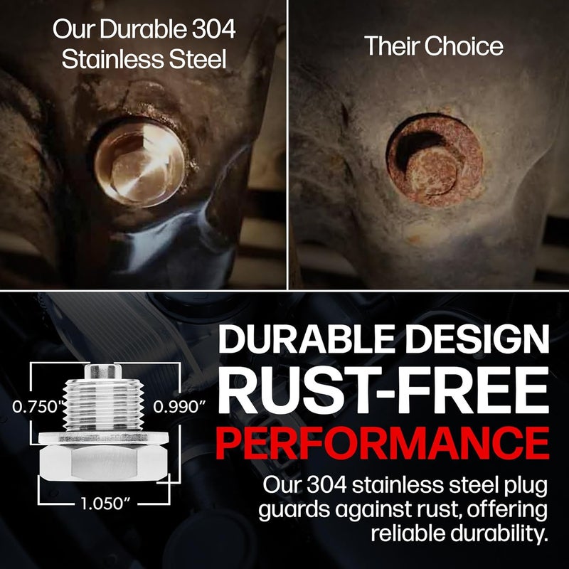 VOTEX DP015 Stainless Steel Engine Oil Drain Plug with Neodymium Magnet (M14 X 1.25 X 14MM) - Image 4