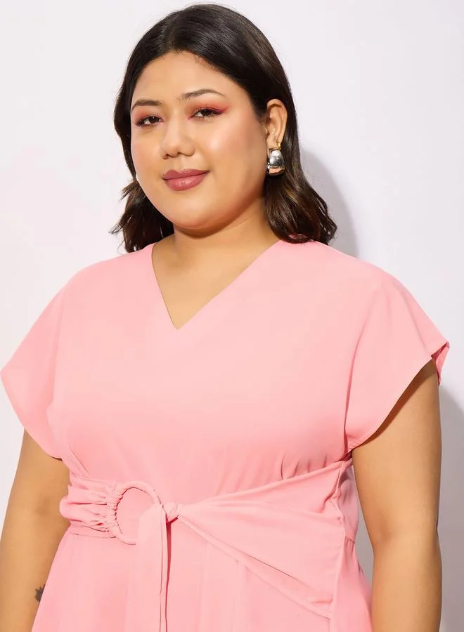 SASSAFRAS SASSAFRAS Plus Front Knot Detail Peplum Top